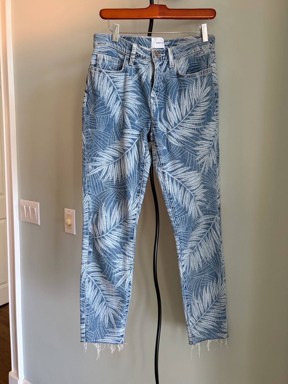 CURRENT ELLIOTT
THE STILETTO PALM LEAF PRINT SKINNY JEANS